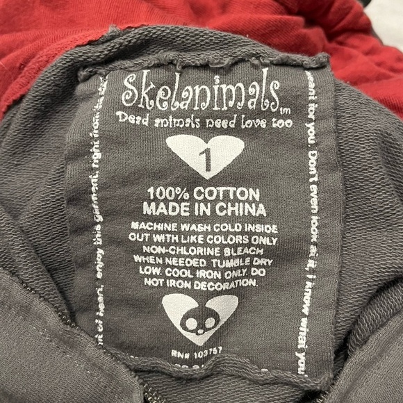 Vintage Y2K Skelanimals Goth Zip Up Short Sleeve Hoodie - Picture 2 of 7